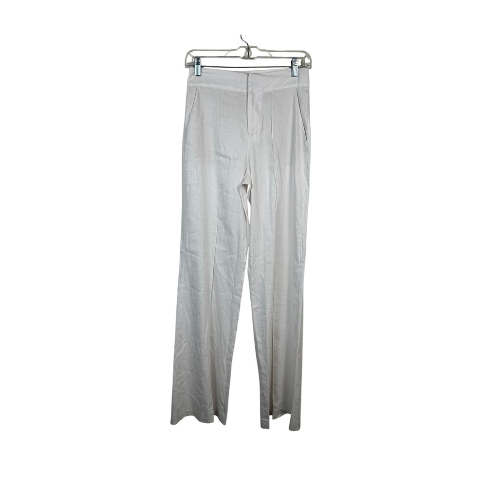Alice + Olivia Classics Trousers Women 0 White Excellent Linen Wide Leg 3288